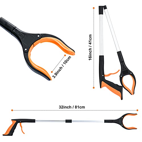 32 Inch Foldable Reacher Tool with Magnetic Grip and Rotating Jaw V877