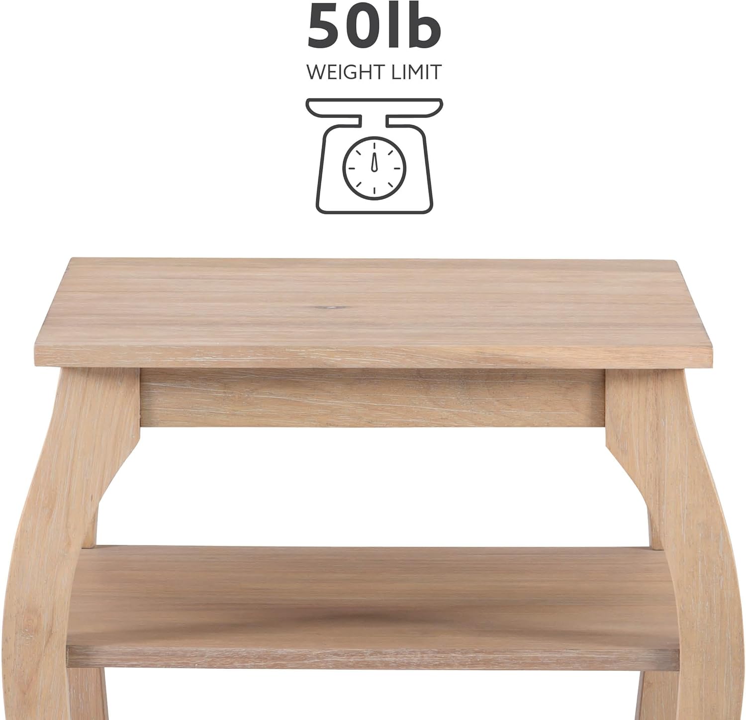 Wooden Side Table with Curved Legs and Two Display Shelves F680