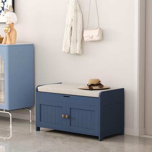 Shoe Storage Bench with Lift Top and Cushioned Seat I741