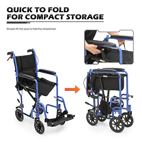 Lightweight Wheelchair for Adults with Locking Hand Brakes, Folding Back, 16 Inch Seat S3855