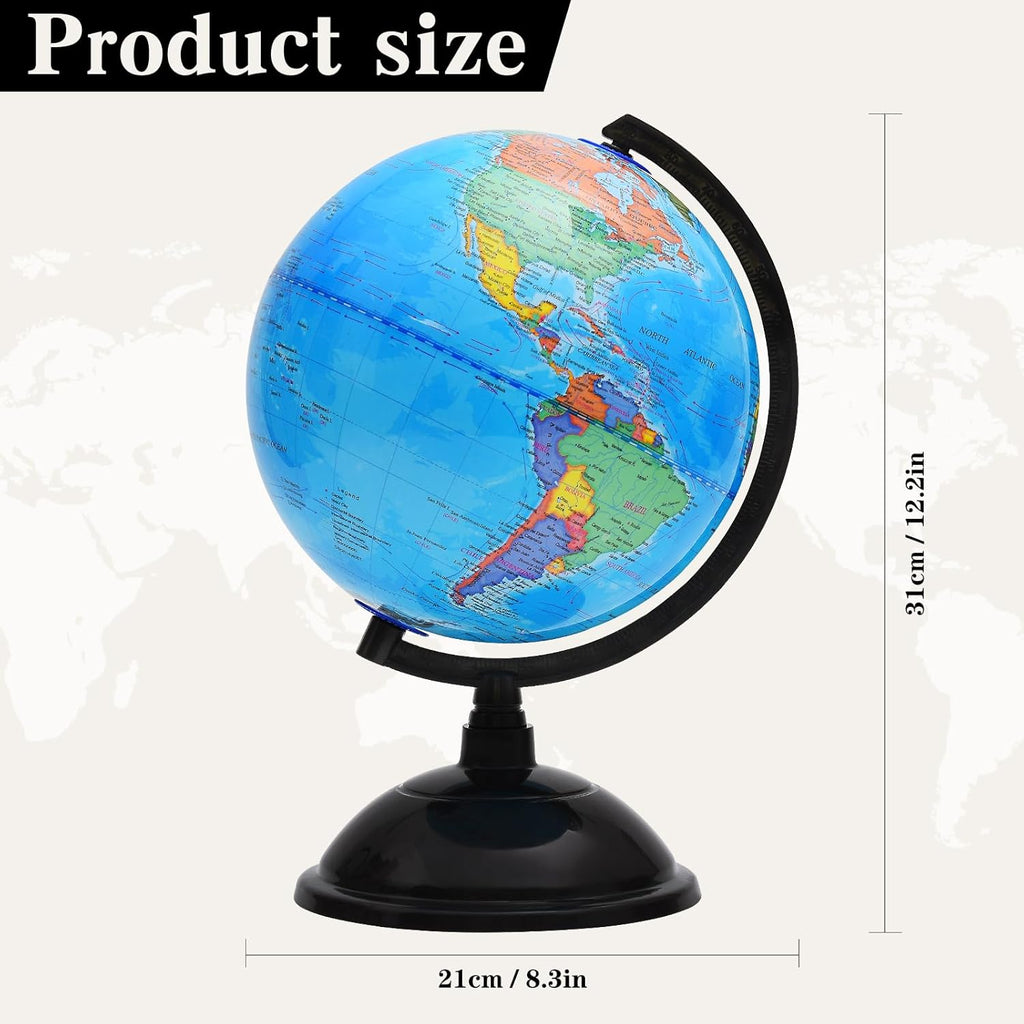 8 Inch Spinning Globe with Stand for Kids Geography Learning Y3746