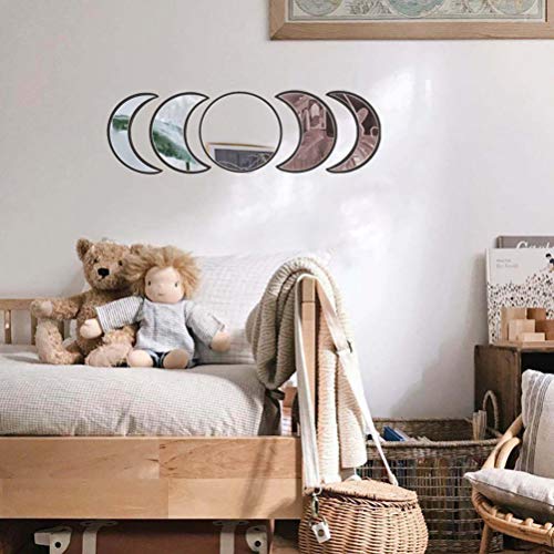 Moon Phase Mirror Set Acrylic Wall Decor for Home Living Room Bedroom L704
