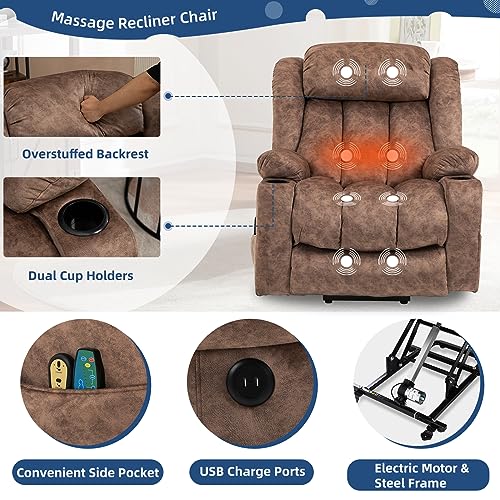 Electric Power Lift Recliner Chair with Extended Footrest for Elderly, Fabric Gray T470