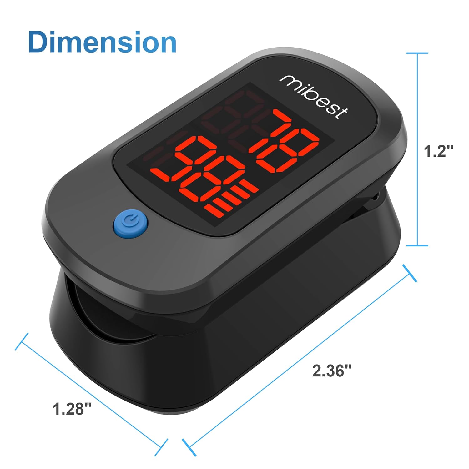 Fingertip Pulse Oximeter Blood Oxygen Saturation Monitor with Batteries Included H35652