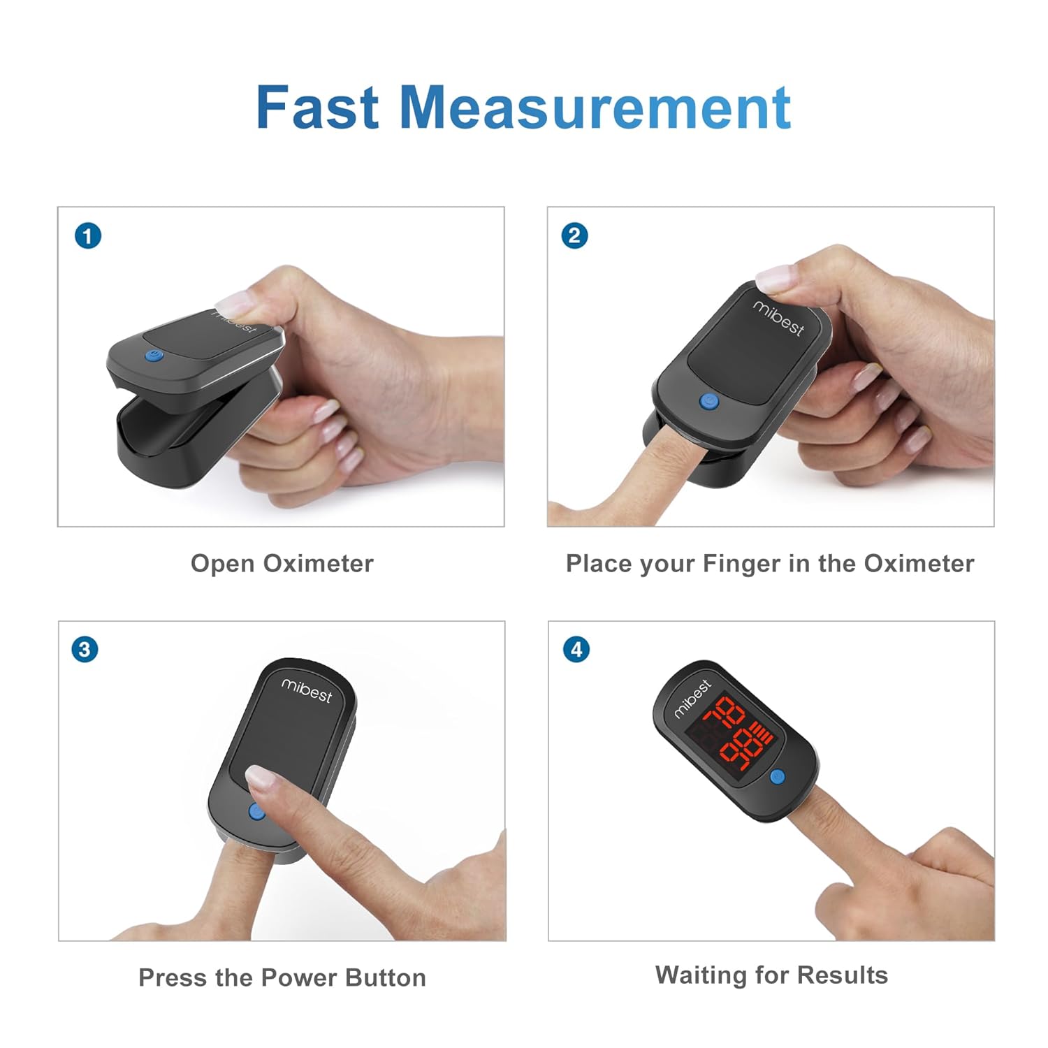 Fingertip Pulse Oximeter Blood Oxygen Saturation Monitor with Batteries Included H35652
