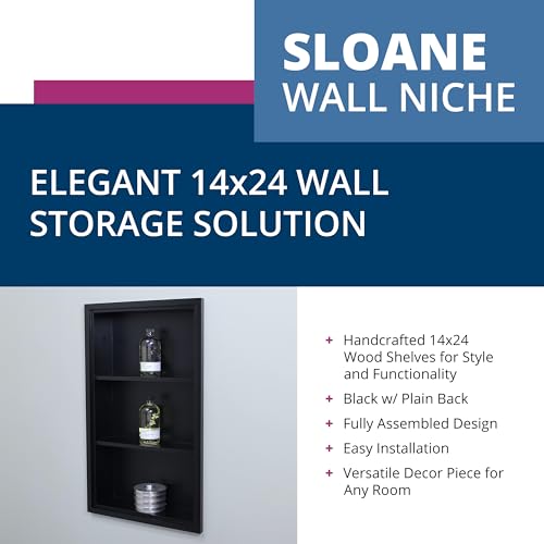 Recessed Wall Niche Medicine Cabinet Replacement, Bathroom Cabinet Insert Shelf, Real Wood, Dark Brown E7284
