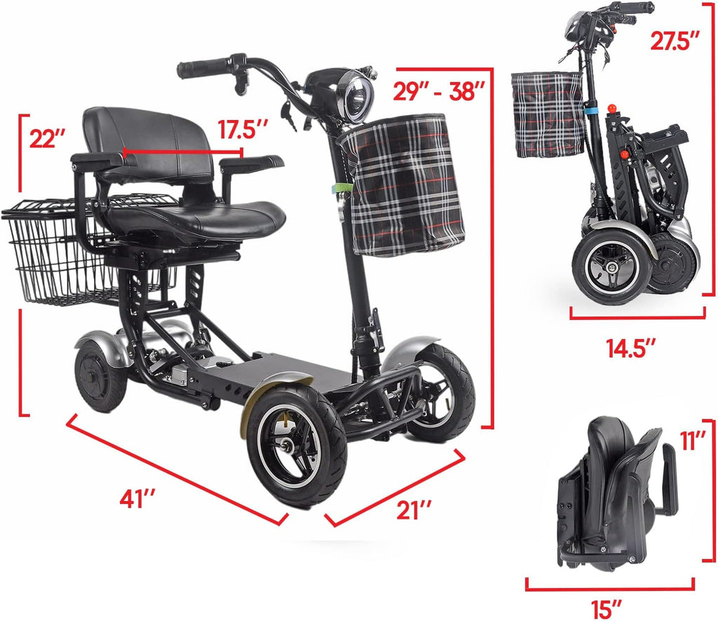 Foldable 4 Wheel Mobility Scooter for Seniors with Long Range Battery Z607344