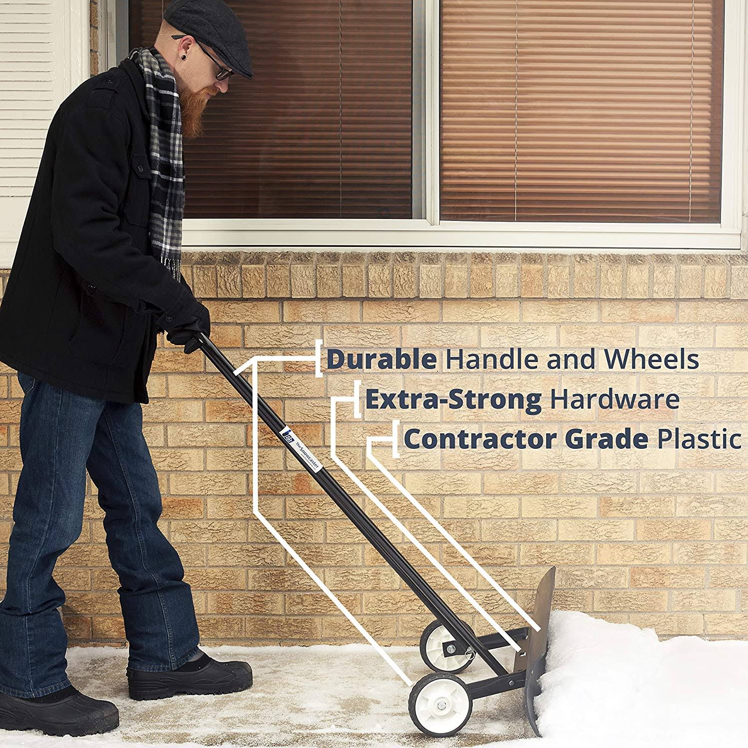 Heavy Duty Bi-Directional Wheeled Snow Pusher, 36-Inch E456