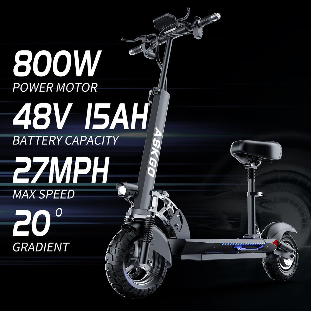 Electric Scooter for Adults, 800W Motor, 27MPH, 35 Miles Range, Foldable with Seat C60693