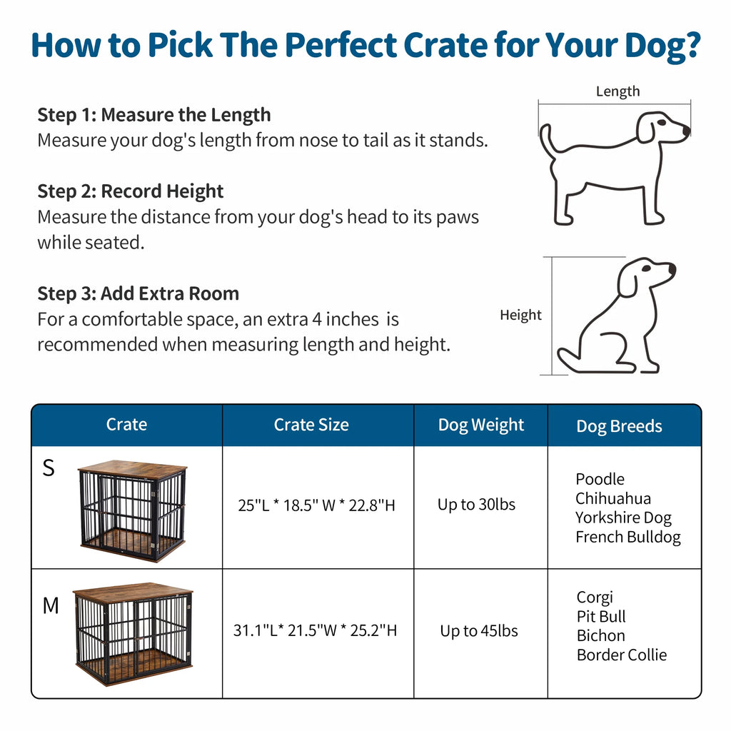 Medium Wooden Dog Crate Furniture with Washable Cushion J5452