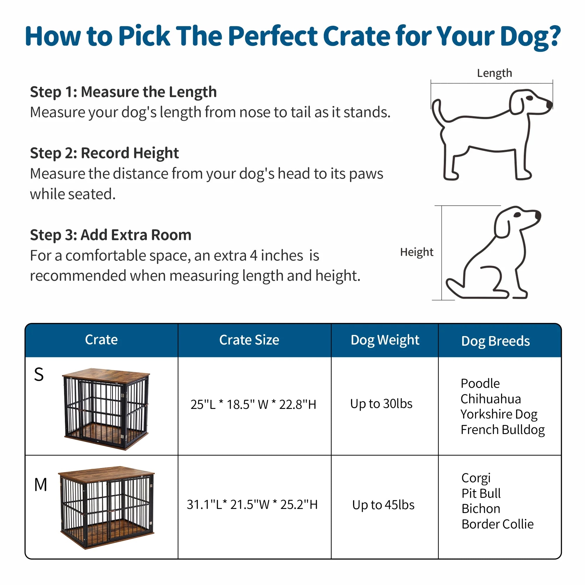 Medium Wooden Dog Crate Furniture with Washable Cushion J5452