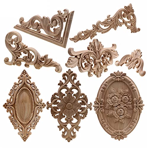 Wooden Floral Carved Figurines Wall Decor 10x55cm I458