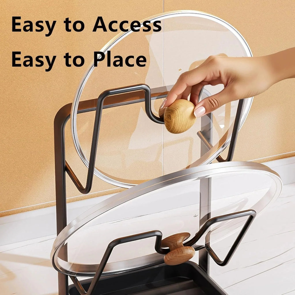 Pot Lid Storage Rack, 304 Stainless Steel, with Removable Drip Tray O545