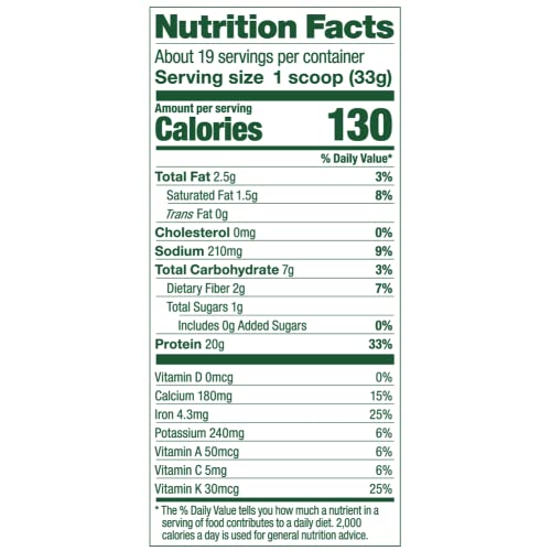 Chocolate Plant Protein Powder with Greens, 20g, Vegan, 1lb F3796