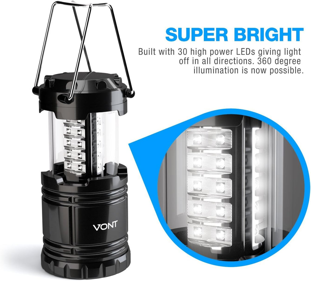 8 Pack LED Camping Lantern, Collapsible, Batteries Included O351