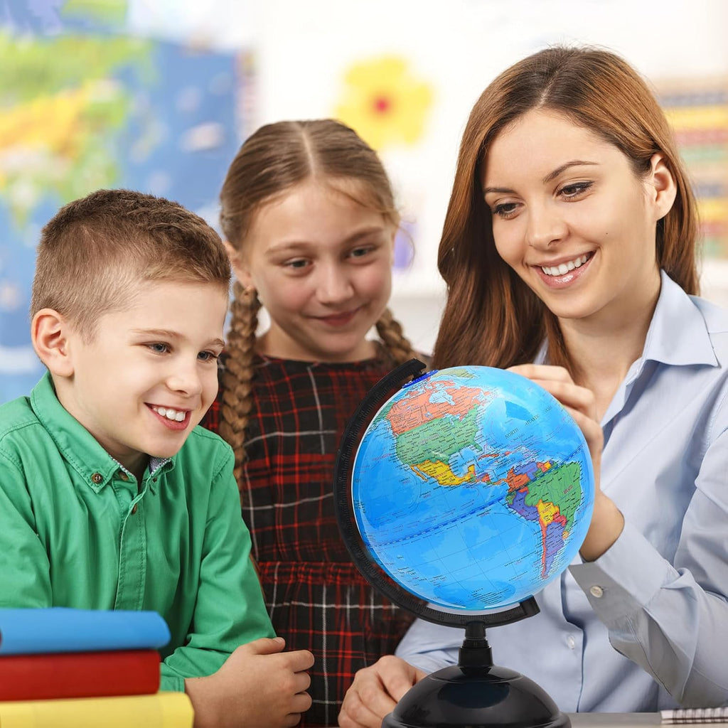 8 Inch Spinning Globe with Stand for Kids Geography Learning Y3746