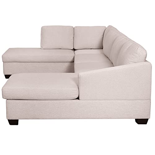 U-Shape Sectional Sofa with Double Chaise Lounge, Beige M3067