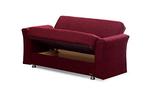 Convertible Sofa Bed with Storage and 2 Pillows, Burgundy Y203564