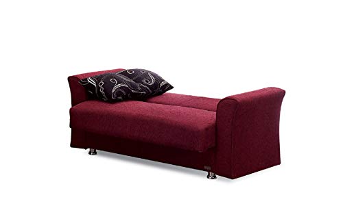 Convertible Sofa Bed with Storage and 2 Pillows, Burgundy Y203564