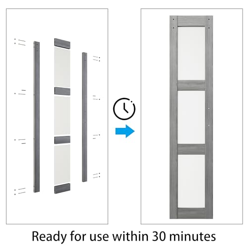 Double Glass Barn Door with Frosted Glass and Sliding Hardware Kit O861