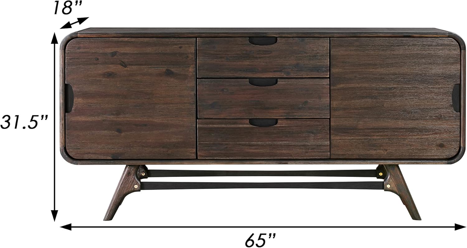 65 Inch Serving Cabinet Buffet Sideboard with 3 Drawers, Brown Q6839