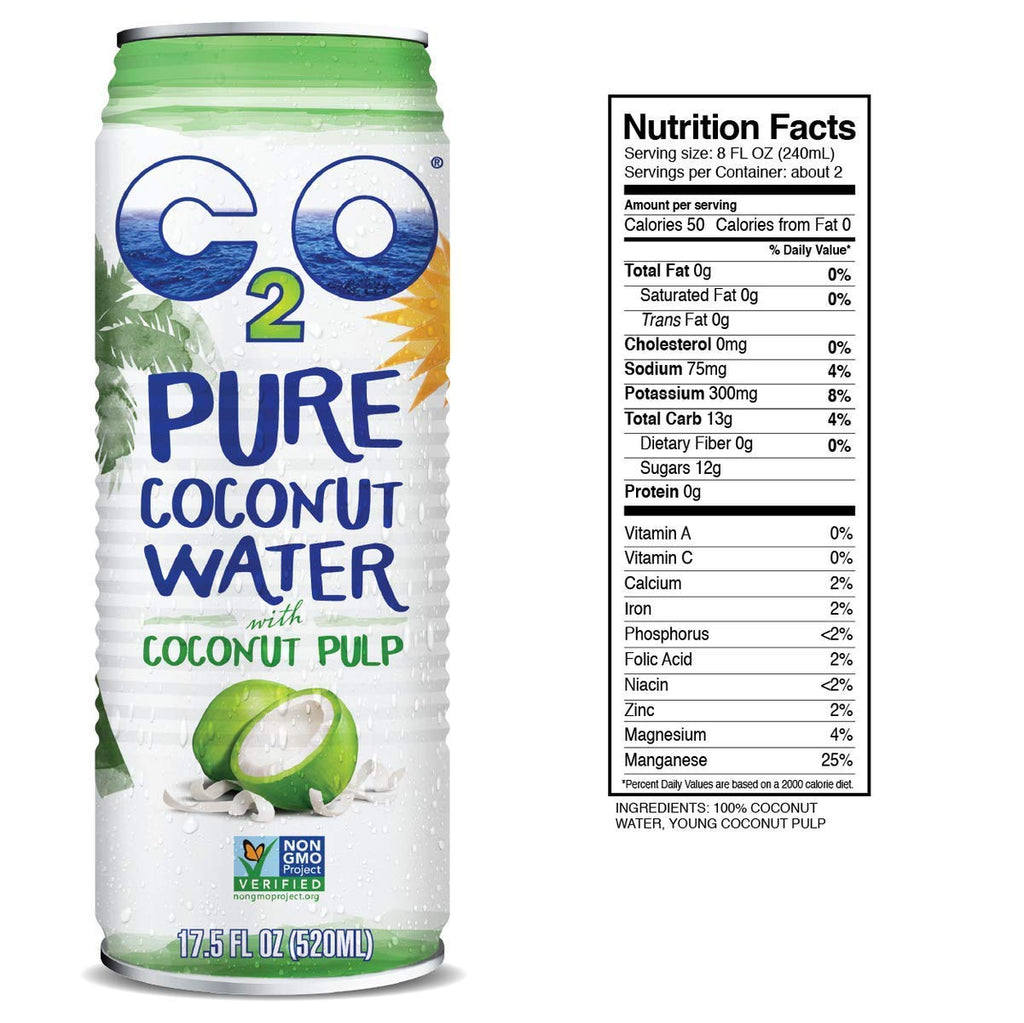 Pure Coconut Water with Pulp, 17.5 fl oz, Pack of 12 Z625