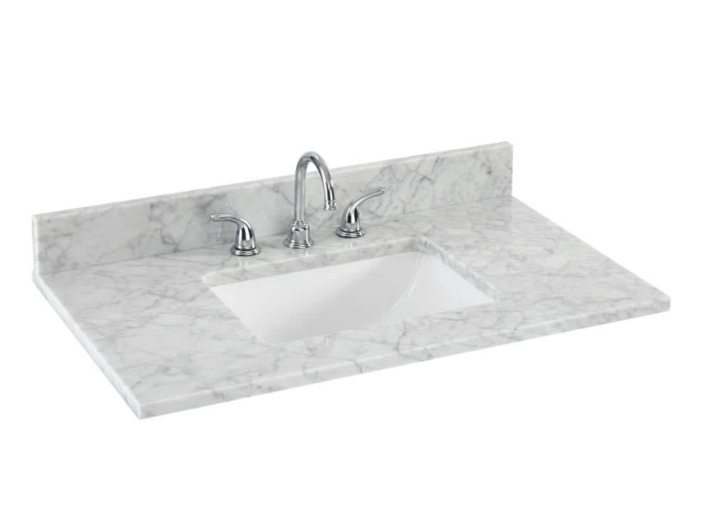 Natural Carrara Marble 31-in Single Sink Bathroom Vanity Top B297