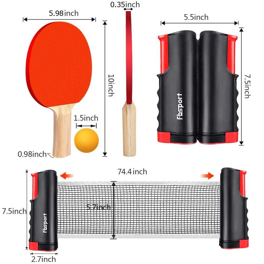 Ping Pong Paddle Set with Retractable Net, 2 Rackets, 6 Balls and Carry Bag T52477